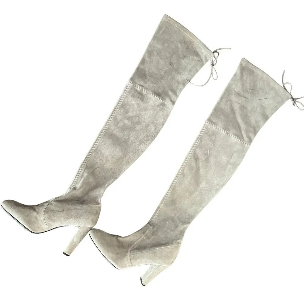 Stuart Weitzman highland grey suede over the knee boots
